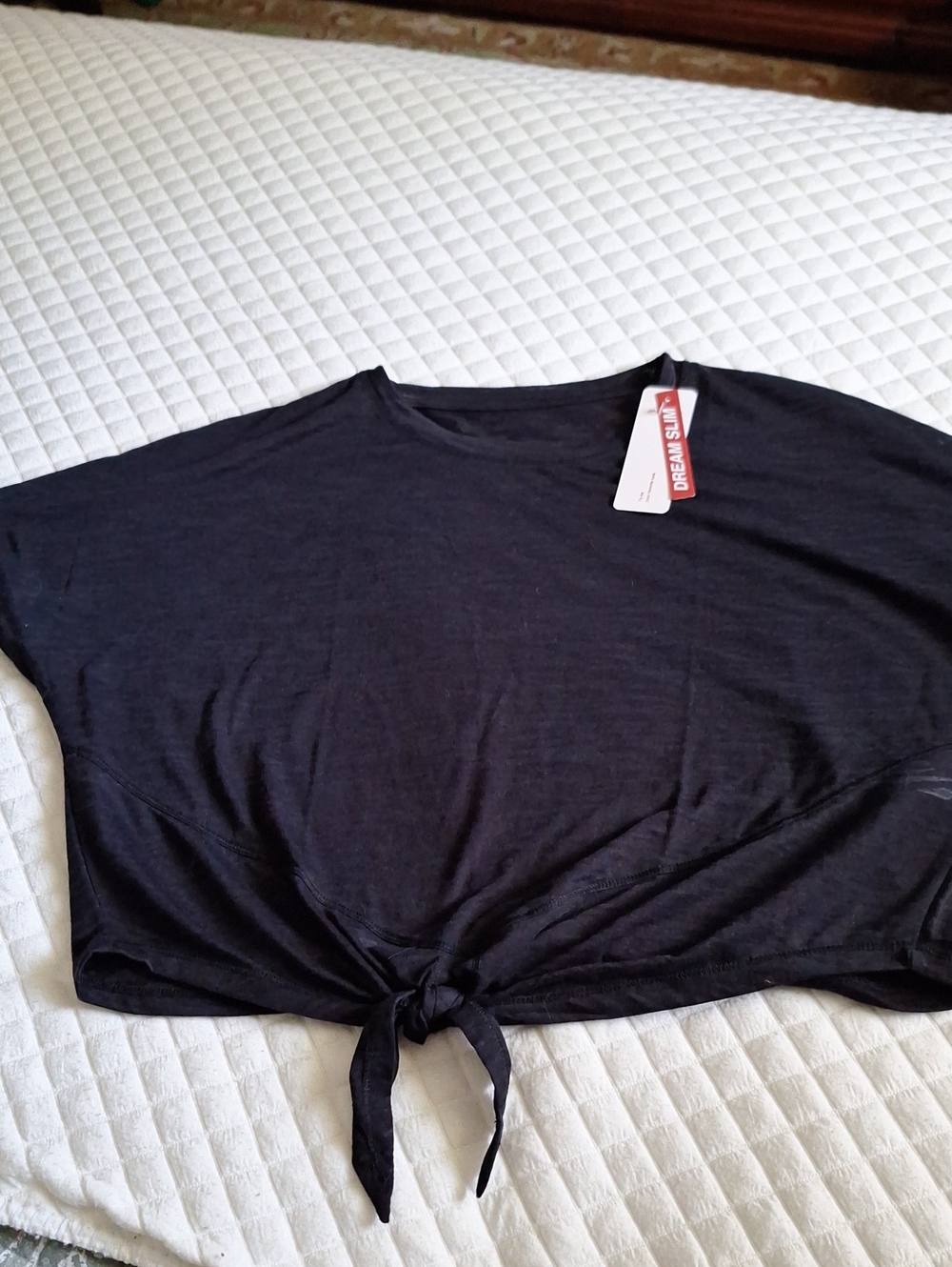 Dream Slim Black Tie-Front Women's Top